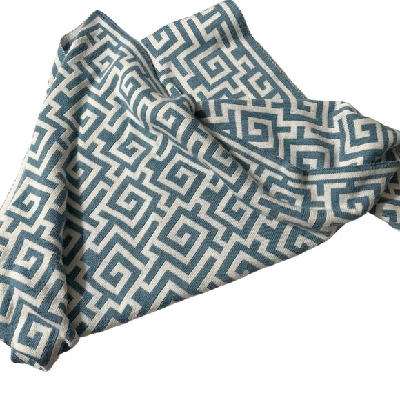 MAX STUDIO HOME Aqua Blue Throw Blanket Soft 50" x 54" Good - Picture 2 of 10